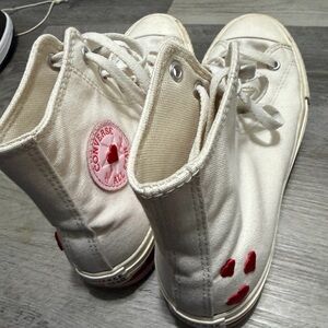 Converse White and Red High-Top Sneakers